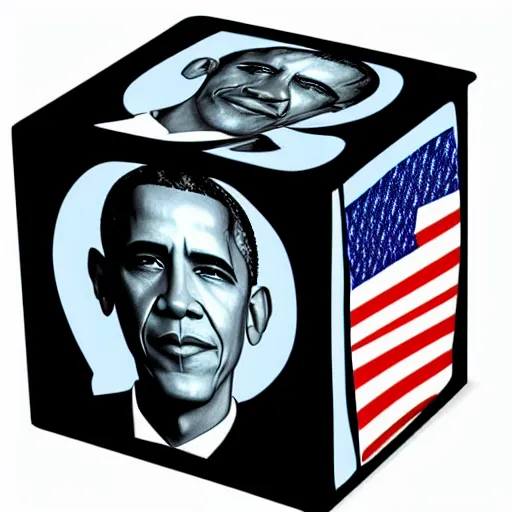 Image similar to obama cube, a cube with all four sides depicting a picture of barack obama