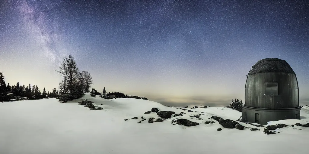 Image similar to stunning photo of landscape with an observatory on a mountain by mikko lagerstedt