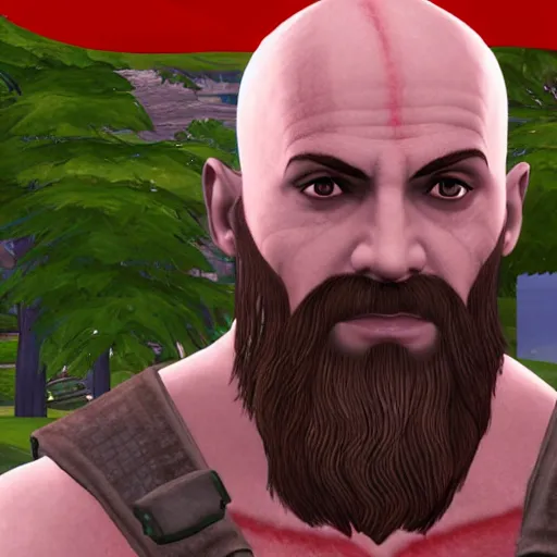 Image similar to Kratos in the Sims 4