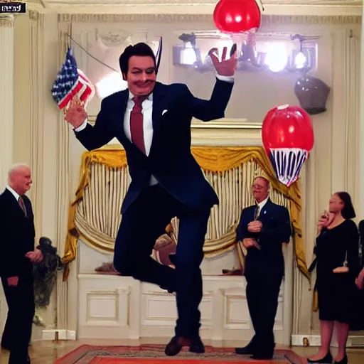 Image similar to mario jumping over Joe Biden front page award-winning