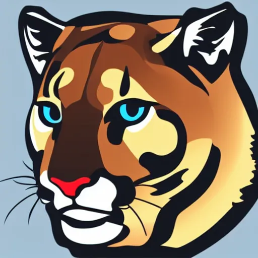 Prompt: a profile vector illustration of a cougar head blue white