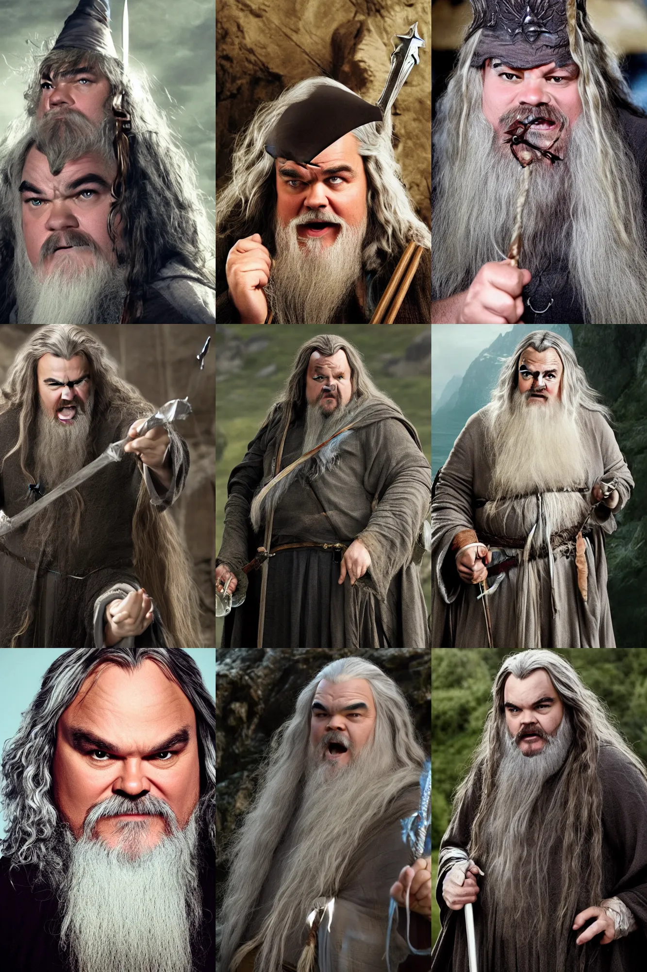 Prompt: Jack Black as Gandalf, Lord Of The Rings