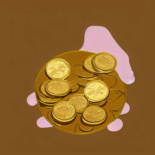 Image similar to Closeup shot of ethereal golden coins floating above an open hand, digital illustration