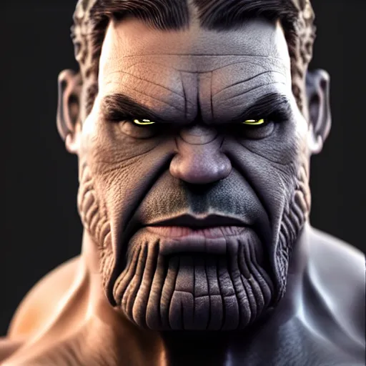 Prompt: a portrait of marwan pablo as thanos, the pixar adaptation, with same hairstyle, angry facial expressions, hyper detailed, digital art, trending in artstation, cinematic lighting, studio quality, smooth render, unreal engine 5 rendered, octane rendered