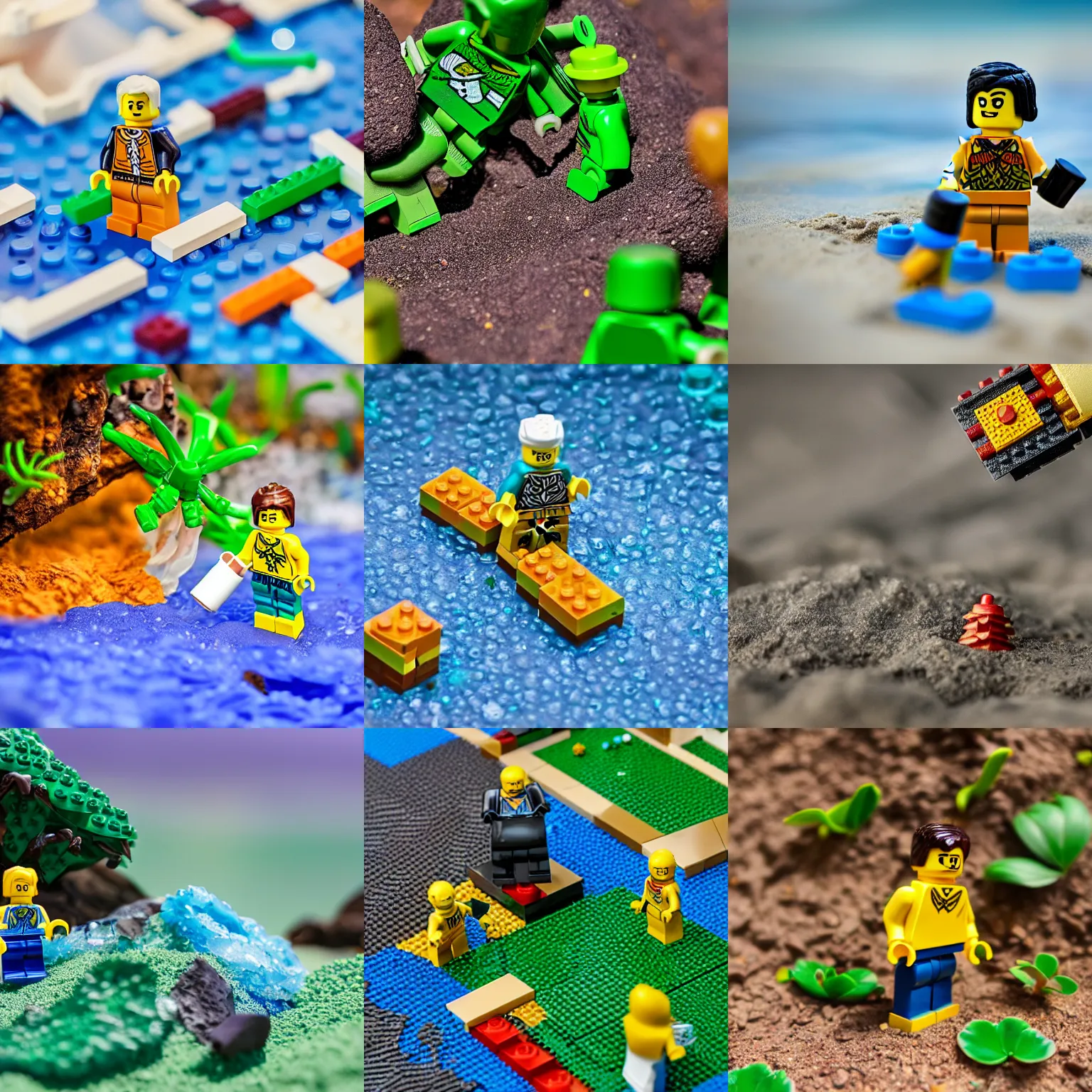 Prompt: lego maui, macro photography