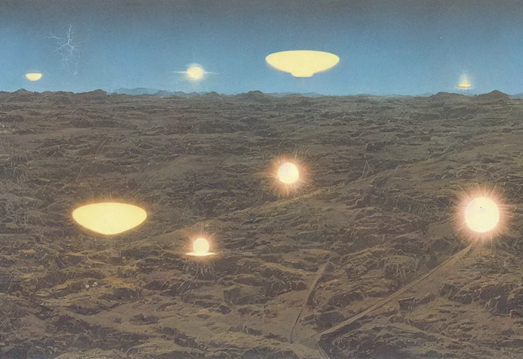 Image similar to UFO sighting, Rick Guidice, Chesley Bonestell, Lucien Rudaux, Rolf Klep, Fred Freeman, George Pal