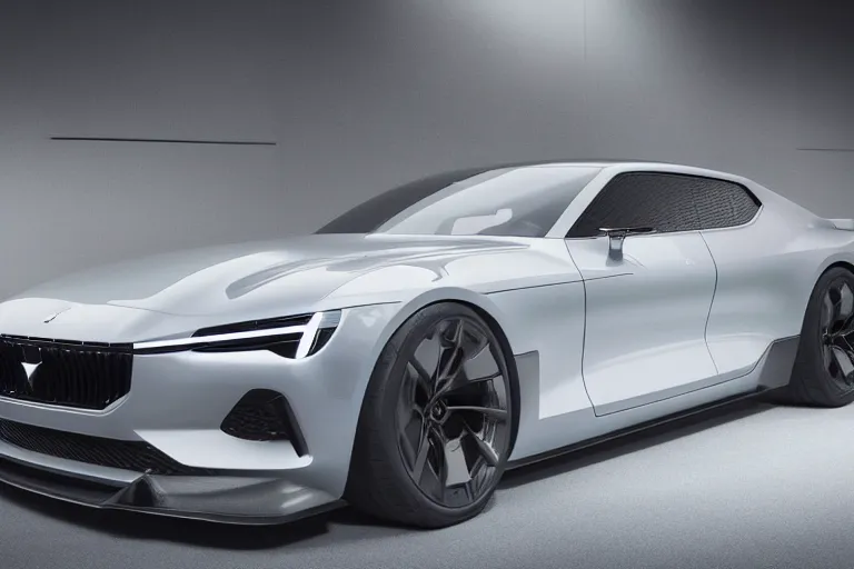 Prompt: new vehicle, wide body, intricate, elegant, highly detailed, smooth, sharp focus, art style from Polestar 1 and Polestar Precept concept