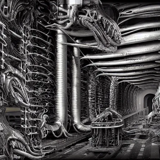 hr giger highly detailed anatomical biomechanical | Stable Diffusion