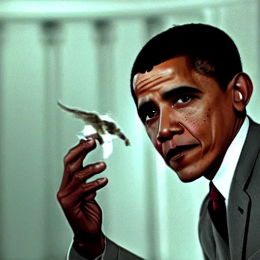 Prompt: Movie still of Barack Obama in Harry Potter Chamber of Secrets