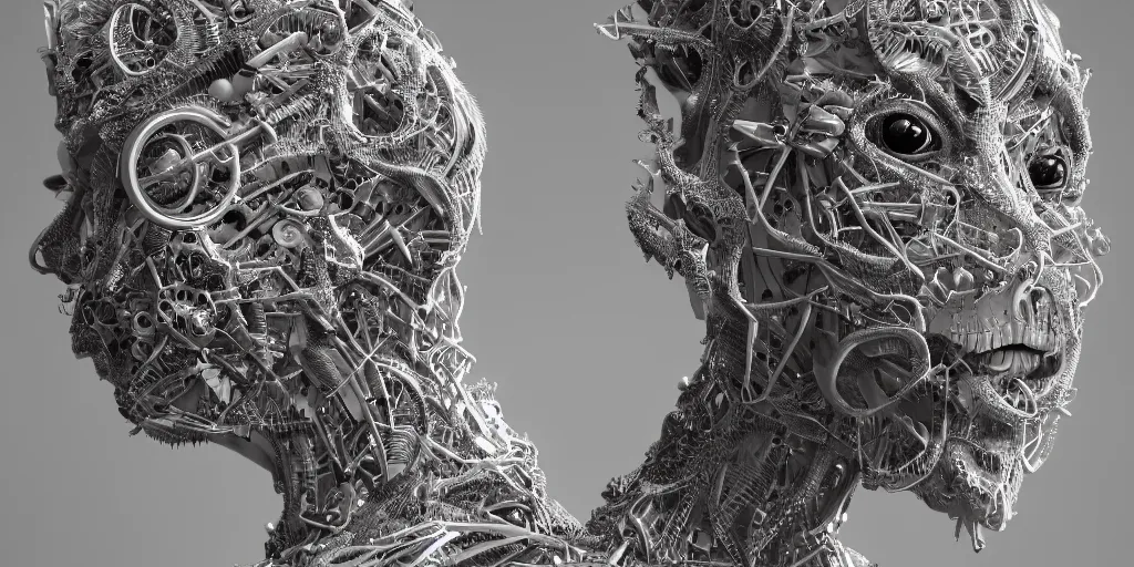 Image similar to hyperrealistic photography of a stunningly beautiful cyborg male, consciences being installed sci - fi, intimate, intricate filigree, fibonacci, in the style of beth cavener, jin kagetsu, and wlop, highly detailed, chrome face symmetry, masterpiece, award winning, sharp focus, concept art, high key, ambient lighting, 8 k, octane render,