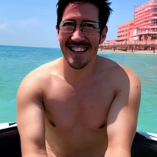 Image similar to markiplier with shark fins