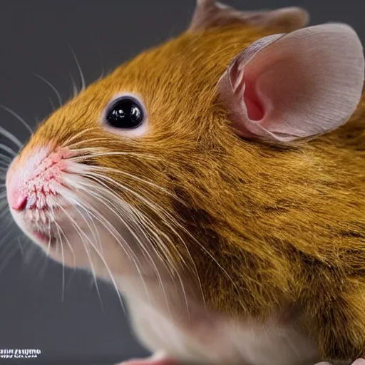 Prompt: hybrid half hamster half arnold schwarzenegger, national geographic photo