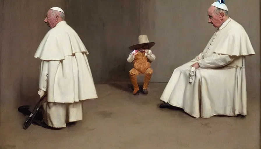 Image similar to painting by borremans, pope innocent x like a painting of velasquez, detailed, stunning