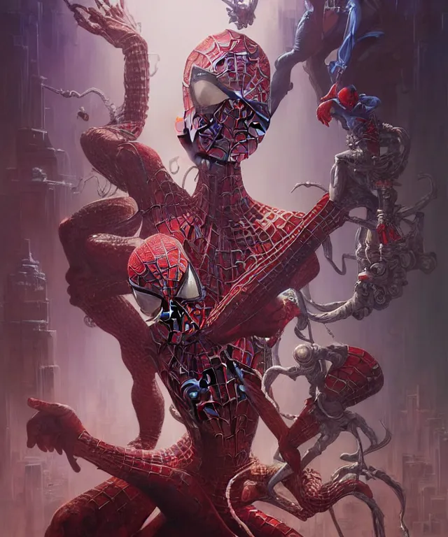 Image similar to beautiful evil fantasy baby - spiderman, portrait, demon, ultra realistic, wide angle, intricate details, the fifth element artifacts, highly detailed by peter mohrbacher, hajime sorayama, wayne barlowe, boris vallejo, aaron horkey, gaston bussiere, craig mullins