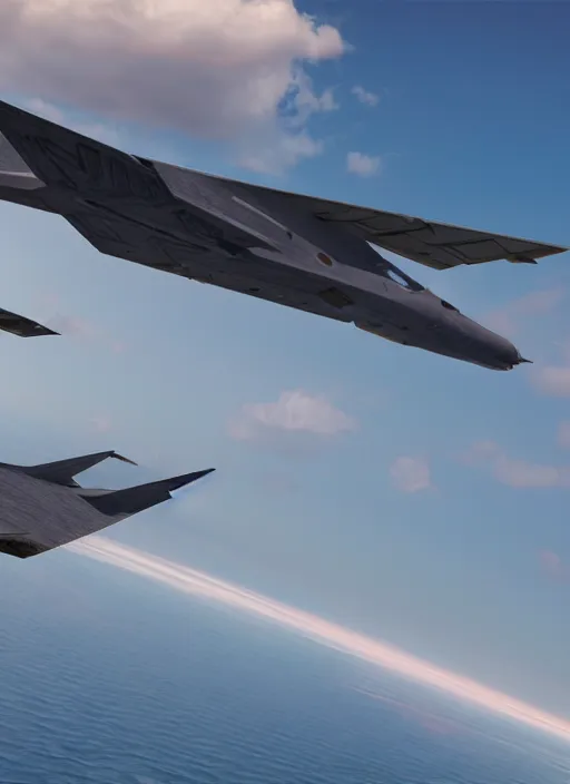 Image similar to hyperrealism, detailed textures, photorealistic 3 d, pilots view of squad flying futuristic stealth fighter jets, flying ultra low over an endless plain of flamingos, ultra realistic, cinematic, intricate, cinematic light, unreal engine 8 k