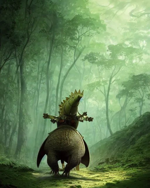 Prompt: Armadillo in armor, green, forest background, magic the gathering artwork, D&D, fantasy, cinematic lighting, centered, symmetrical, highly detailed, digital painting, artstation, concept art, smooth, sharp focus, illustration, volumetric lighting, epic Composition, 8k, art by Akihiko Yoshida and Greg Rutkowski and Craig Mullins, oil painting, cgsociety