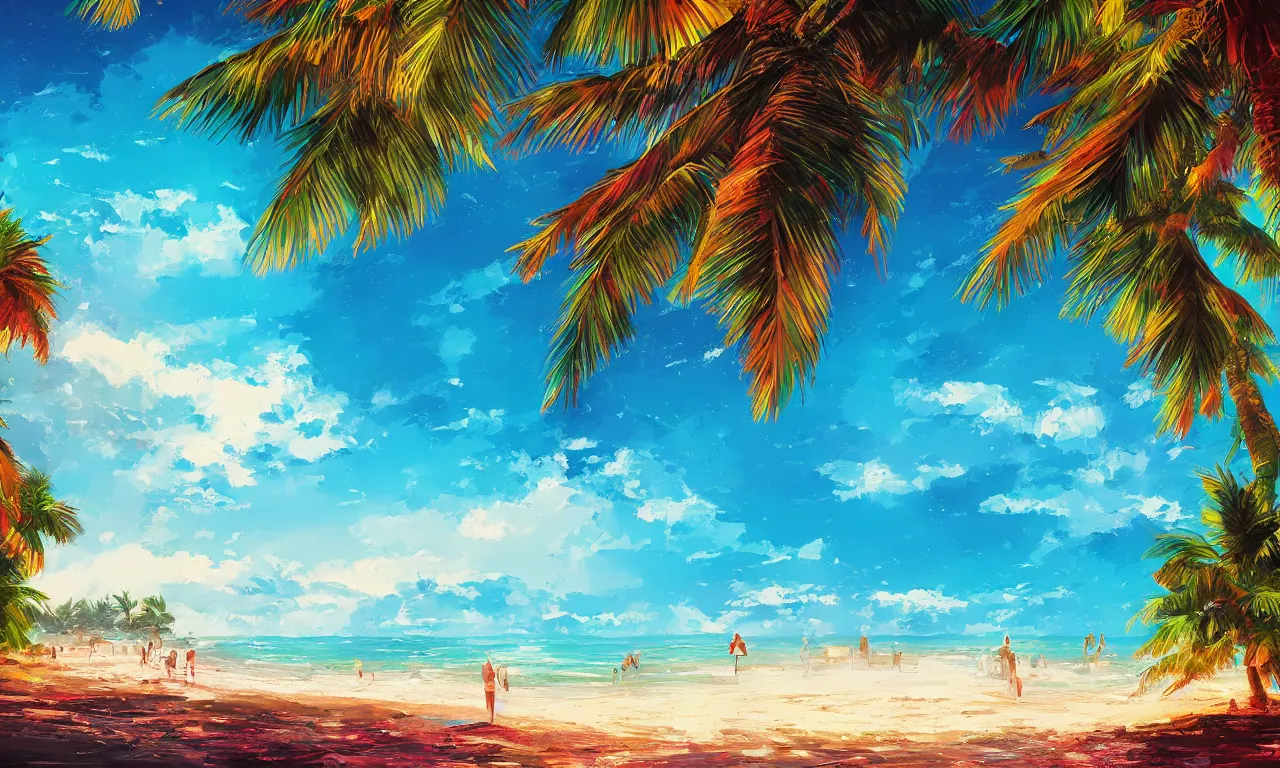 Image similar to paradise beach by alena aenami artworks in 4 k