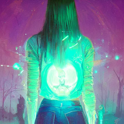 Prompt: skill magic deepdream guard girl from the back radiating a glowing aura by ismail inceoglu dragan bibin hans thoma, perfect face, fine details, realistic shaded, fine - face, pretty face