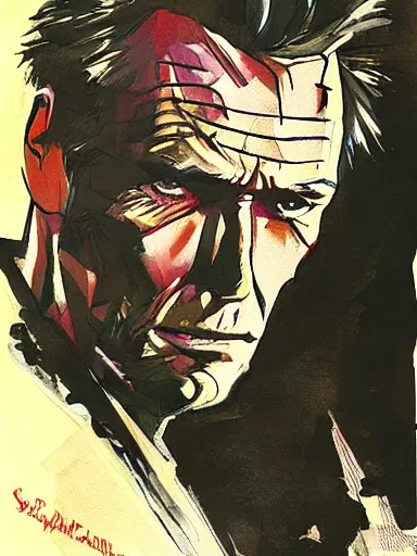 Image similar to clint eastwood by bill sienkiewicz