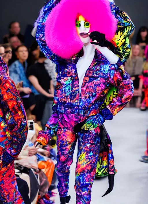 Prompt: hyperrealistic and heavy detailed balenciaga runway show of cats by lisa frank, leica sl 2 5 0 mm, vivid color, high quality, high textured, real life