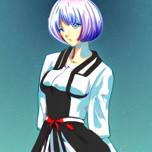 Image similar to Rei Ayanami in her early twenties, digital art