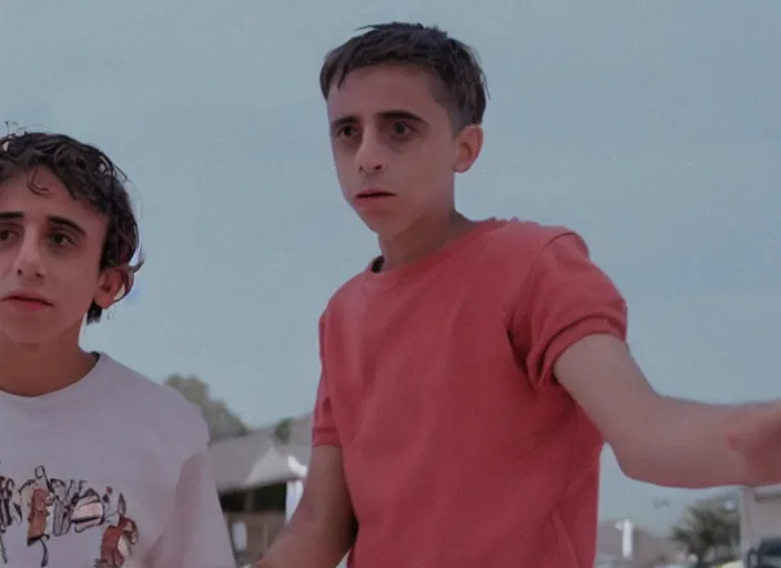 Image similar to First Official image from Cardboard, new drama film directed by Spike Jonze starring Moises Arias as a Philadelphia b-boy in 1990, shot on Kodak Vision 200T, stunning cinematography, light diffusion, film grain, 8k print.