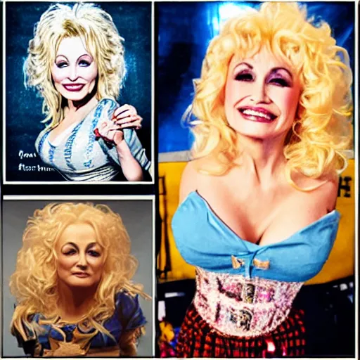 Prompt: Dolly Parton headshot in the style of movie posters for Hedwig and the angry inch photorealistic