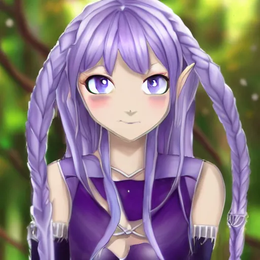 Prompt: elf girl, silver long hair, amethyst eyes, emilia rezero, HD