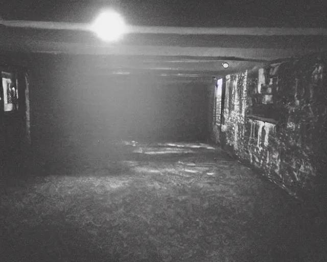 Image similar to horror demon evil transparent spirit attacks in basement interior photo shot on iphone, dynamic pose, middle body shot, sharp focus, grainy, corpse, paranormal flashlight, night, total darkness, poltergeist, aberrations,