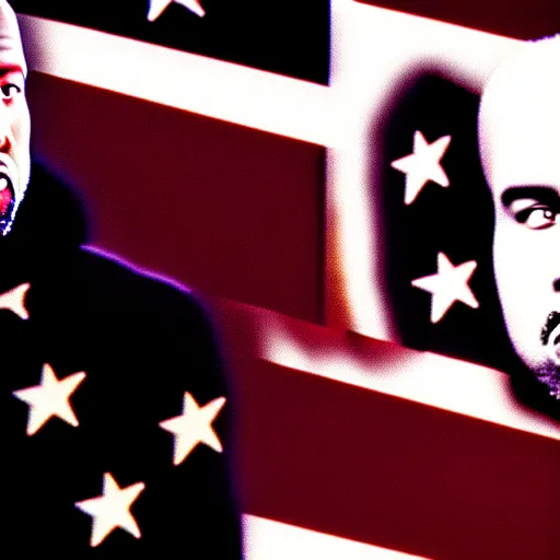 Image similar to vhs static overlay of kanye west inauguration, vhs, 1 9 9 0, highly realistic, highly detailed, vhs noise static, black and white, vhs glitch