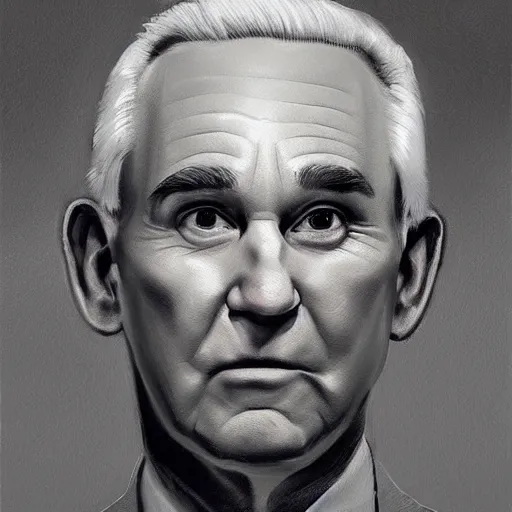 Prompt: painting of roger stone portrait charlie bowater style