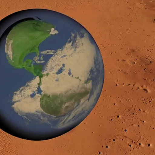 Image similar to a flag representing the earth on mars