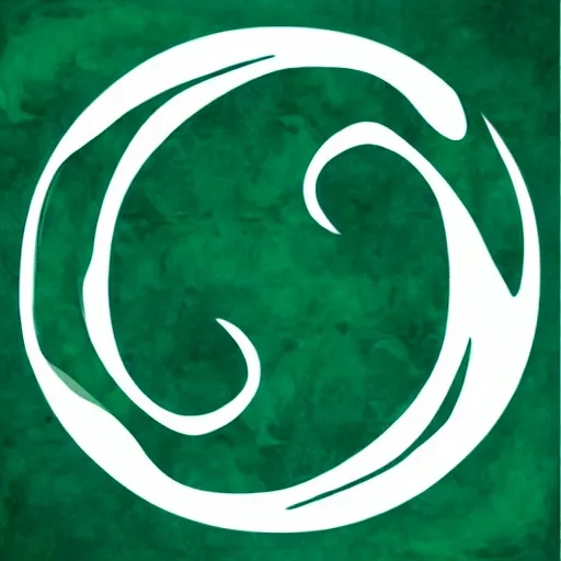 Image similar to Text Yin-Yang written around a green and blue yin-yang logo