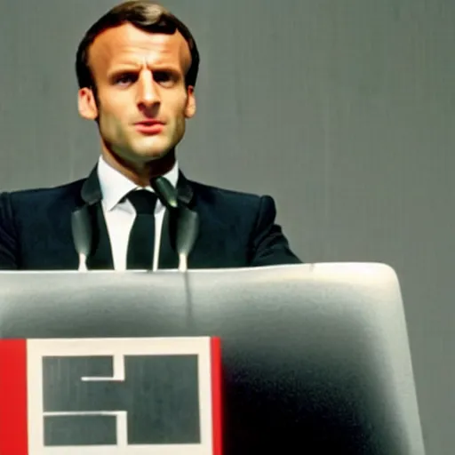 Image similar to Emmanuel Macron speech in American Psycho (1999)