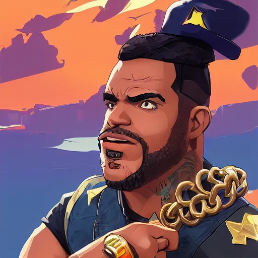 Image similar to portrait, profile picture, Puerto Rican super hero, Puerto Rico, hip hop, multiple golden necklaces, fantasy art apex fortnite Video game icon, 2d game art gta5 cover , official fanart behance hd artstation by Jesper Ejsing, by RHADS, Makoto Shinkai and Lois van baarle, ilya kuvshinov, rossdraws