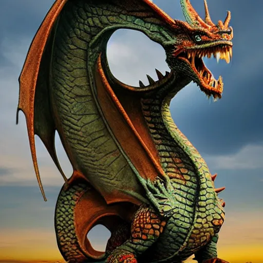 Image similar to fantasy dragon made out of clay, hyperrealistic, national geographic photo