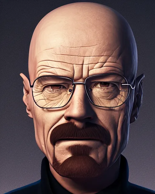 Image similar to a portrait of Walter White as a pixar character, highly detailed, octane render