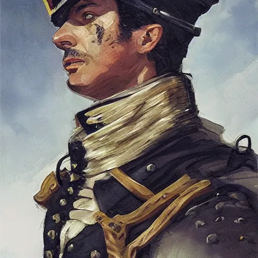 Image similar to portrait of a one eyed spanish navy officer blas de lezo, face portrait, 1 8 th century clothing, epic, tragic, military art, fantasy, dieselpunk, hd shot, digital portrait, beautiful, artstation, comic style, by artgerm, guy denning, jakub rozalski, magali villeneuve and charlie bowater