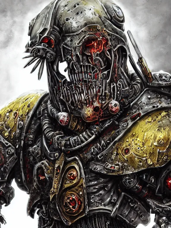 Prompt: portrait art of 8k ultra realistic undead corrupted space marine, head on fire , detailed intricate ornate armour,decaying, cybernetic, full of colour, cinematic lighting, battered, trending on artstation, 4k, hyperrealistic, focused, extreme details,unreal engine 5, cinematic, masterpiece, art by ayami kojima, giger