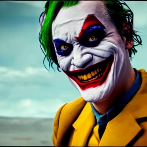 Image similar to the joaquin phoenix joker from the 2 0 1 9 film joker, played by spongebob