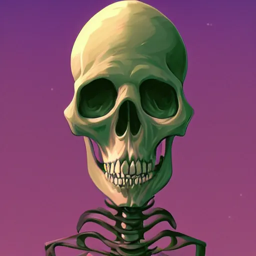 Image similar to portrait of a skeleton lich, green smoke leaving his empty eyes, mattepainting concept blizzard pixar maya engine on stylized background splash comics global illumination lighting artstation lois van baarle, ilya kuvshinov, rossdraws