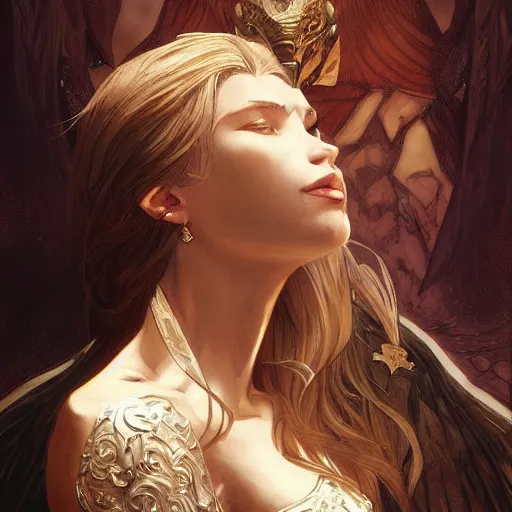 Prompt: lucifer morningstar, d & d, fantasy, intricate, elegant, highly detailed, digital painting, artstation, concept art, smooth, sharp focus, illustration, art by artgerm and greg rutkowski and alphonse mucha