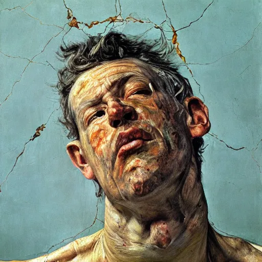 Prompt: high quality high detail painting by lucian freud and jenny saville, hd, god speaking the truth, turquoise
