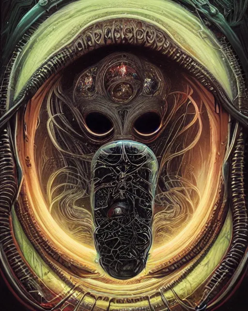 Image similar to cosmic lovecraft giger fractal spider portrait, pixar style, by tristan eaton stanley artgerm and tom bagshaw.