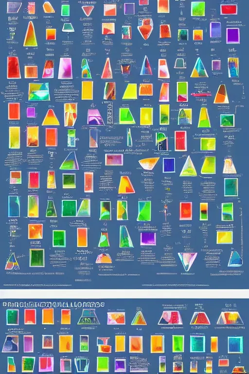 Image similar to a collection of prisms of all the chemical elements in the world, infographic