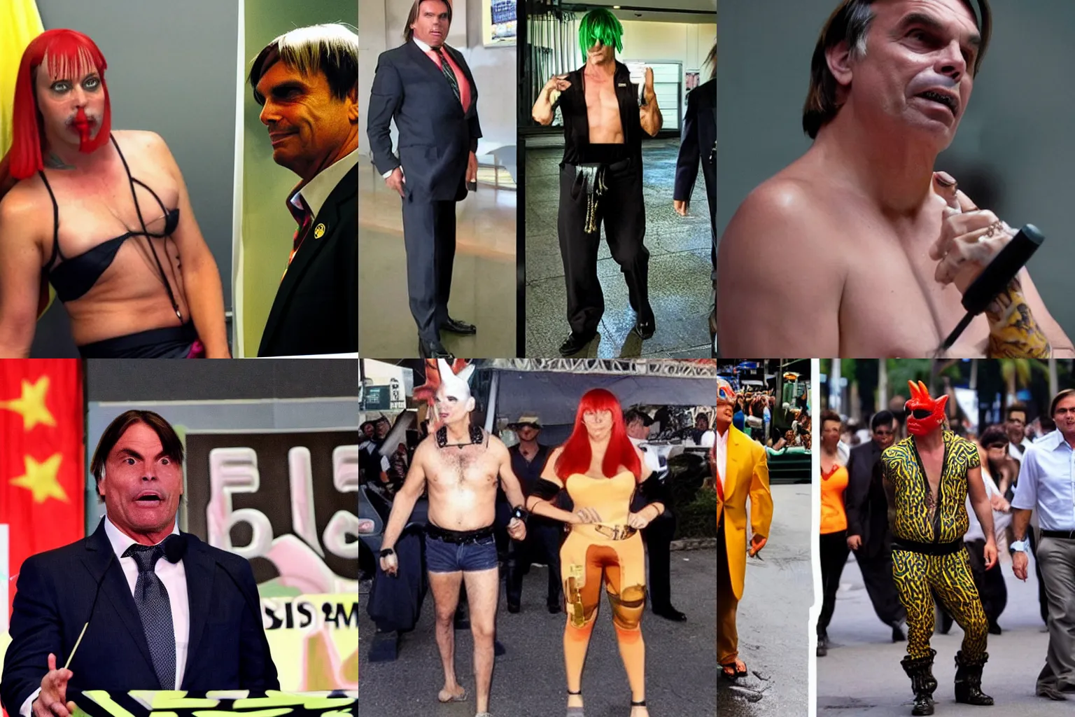 Prompt: bolsonaro dressed up as Leeloo from the fifth element in a sexy outfit