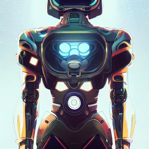 Image similar to symmetry! futuristic robotic astronaut, apex legends, illustration, art by artgerm and greg rutkowski and alphonse mucha