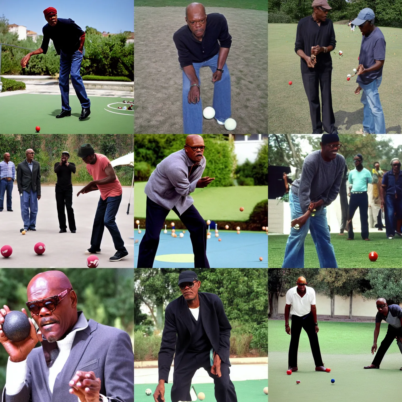 Prompt: Samuel L Jackson playing some petanque