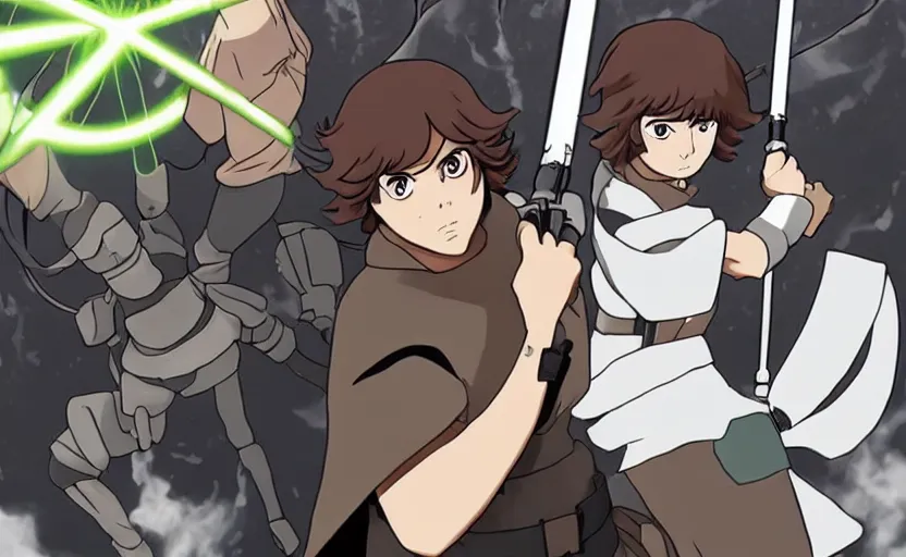 Image similar to luke skywalker in demon slayer anime style