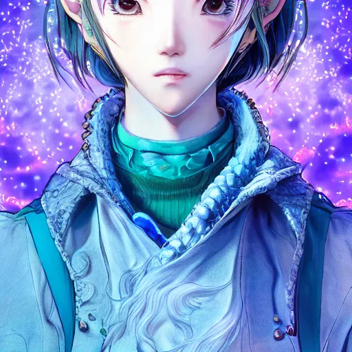 Image similar to the portrait of a blueberry that resembles an absurdly beautiful, graceful, elegant, sophisticated anime kpop idol, an ultrafine hyperdetailed illustration by kim jung gi, irakli nadar, intricate linework, bright colors, octopath traveler, final fantasy, unreal engine 5 highly rendered, global illumination, radiant light, detailed and intricate environment